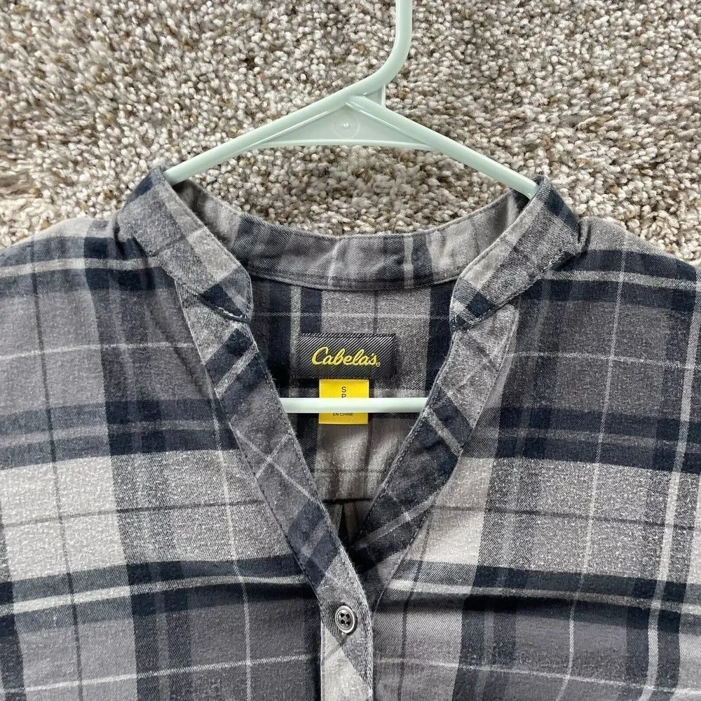 Cabela's Shirt Womens Small‎ Grey Plaid Tunic Pullover Outdoors Casual Cotton